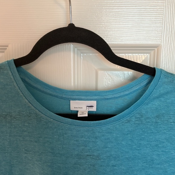 NWT J. Jill Island Blue Linen Top - Picture 2 of 6